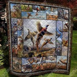 Beautiful Pheasant Art Like 3D Personalized Customized Quilt Blanket 1102 and Home Decor