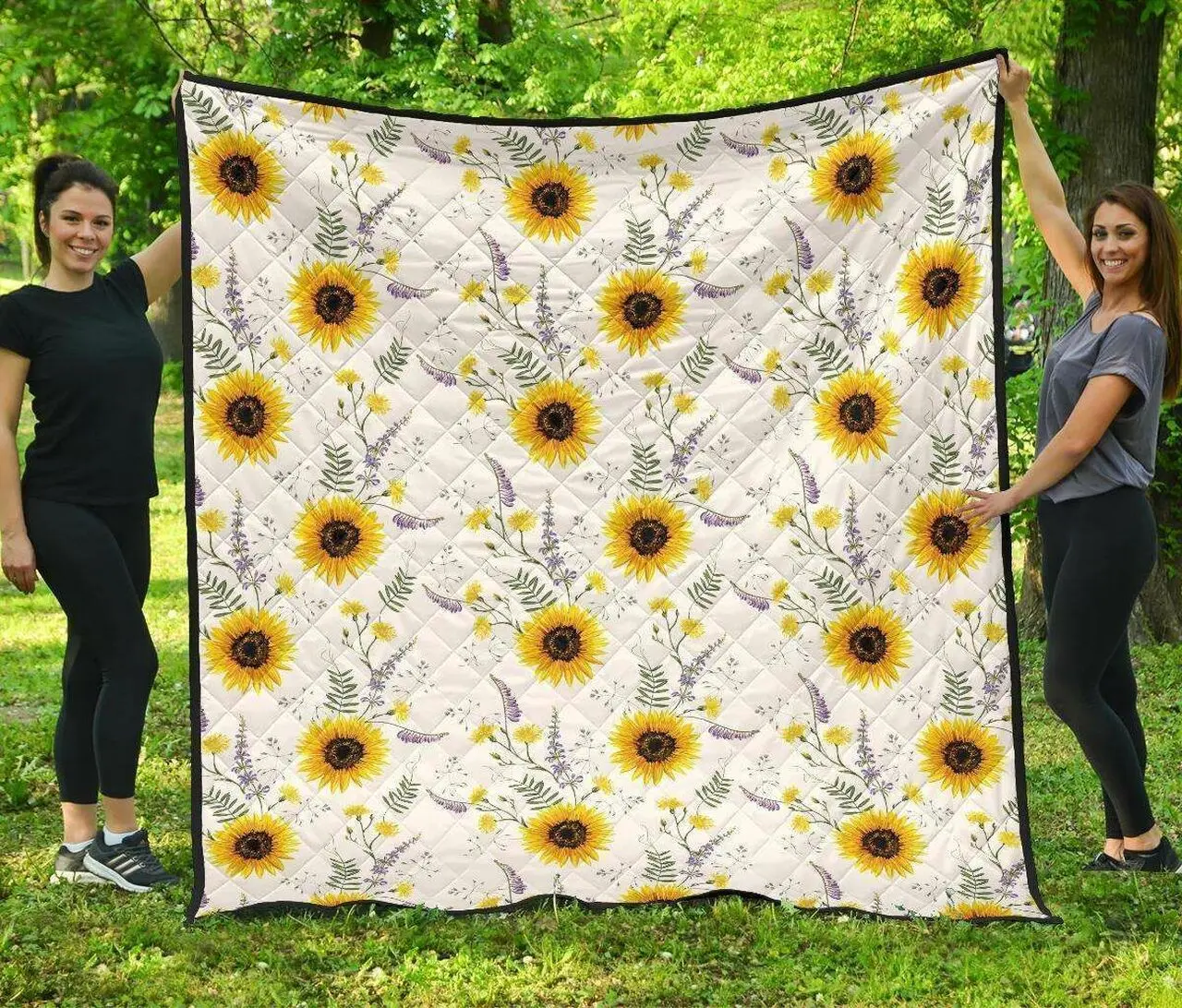 Beautiful Sunflowers Pattern DHCDHC DT1910 Quilt Blanket and Home Decor