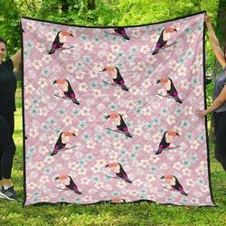 Beautiful Toucan Flower Leaves DHCDHC DT1910 Quilt Blanket and Home Decor