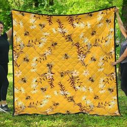 Bee Flower Pattern DHCDHC DT1910 Quilt Blanket and Home Decor