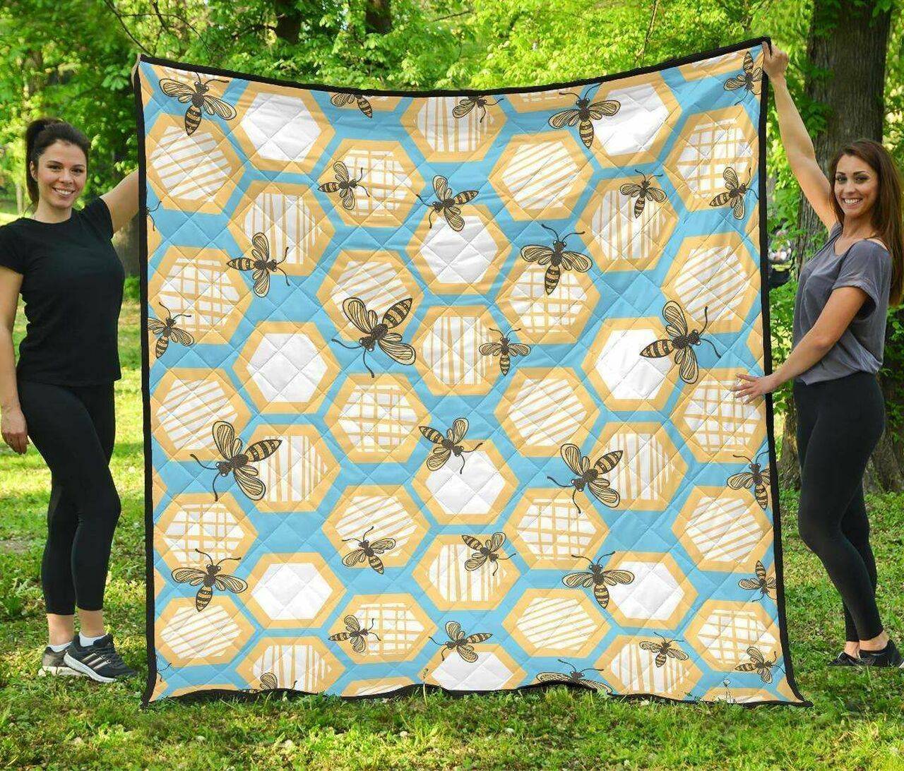 Bee Honeycomb Pattern DHCDHC DT1910 Quilt Blanket and Home Decor