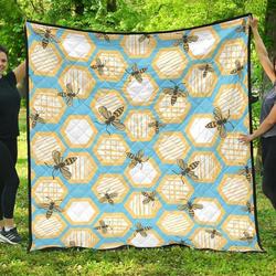 Bee Honeycomb Pattern DHCDHC DT1910 Quilt Blanket and Home Decor