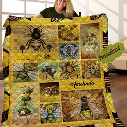 Bee Personalized Quilt Blanket C9B040602Hd and Home Decor