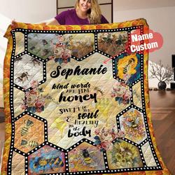 Bee Personalized Quilt Blanket Hhh020631Na and Home Decor