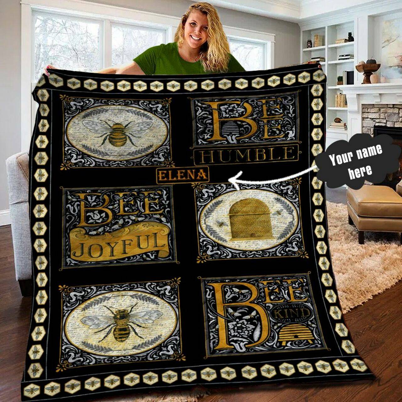 Bee Personalized Quilt Blanket Lml030611Dt and Home Decor