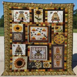 Bees Sunflower DHCDHC DT0910 Quilt Blanket and Home Decor