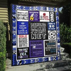 Behind Very Good Goalie Blue Quilt Blanket Vh09  Quilt and Home Decor