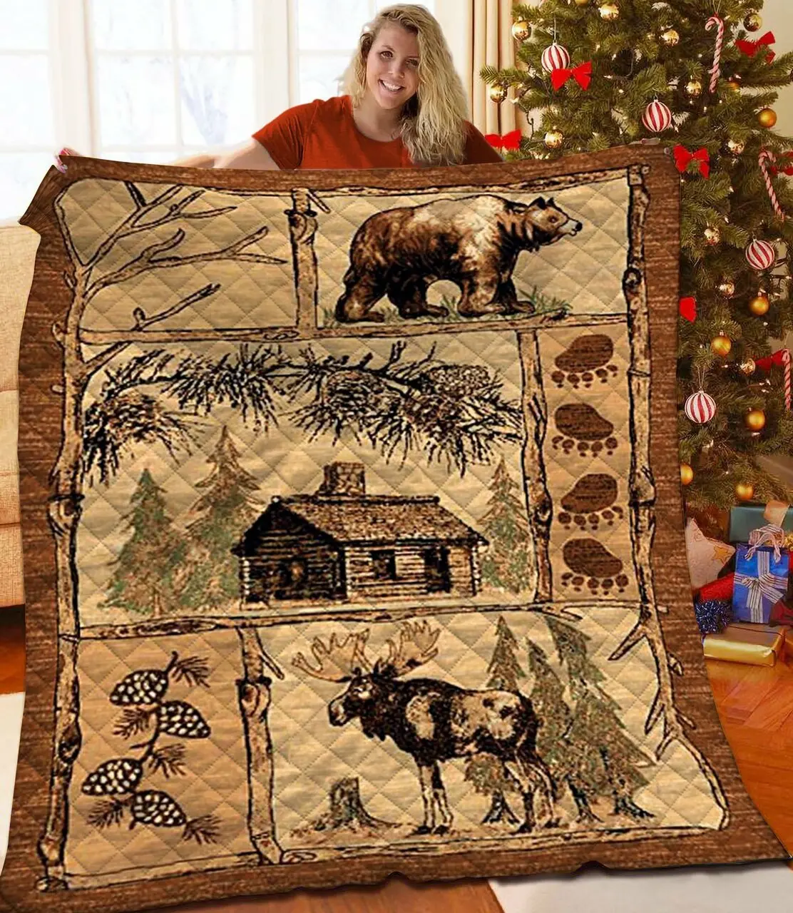 Beige Cabin Jfj Quilt Nv and Home Decor