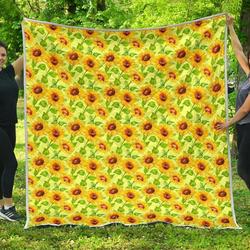 Beige Watercolor Sunflower Cl17100042Mdq Quilt Blanket and Home Decor