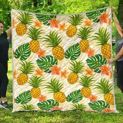 Beige Zebra Pineapple Cl17100043Mdq Quilt Blanket and Home Decor