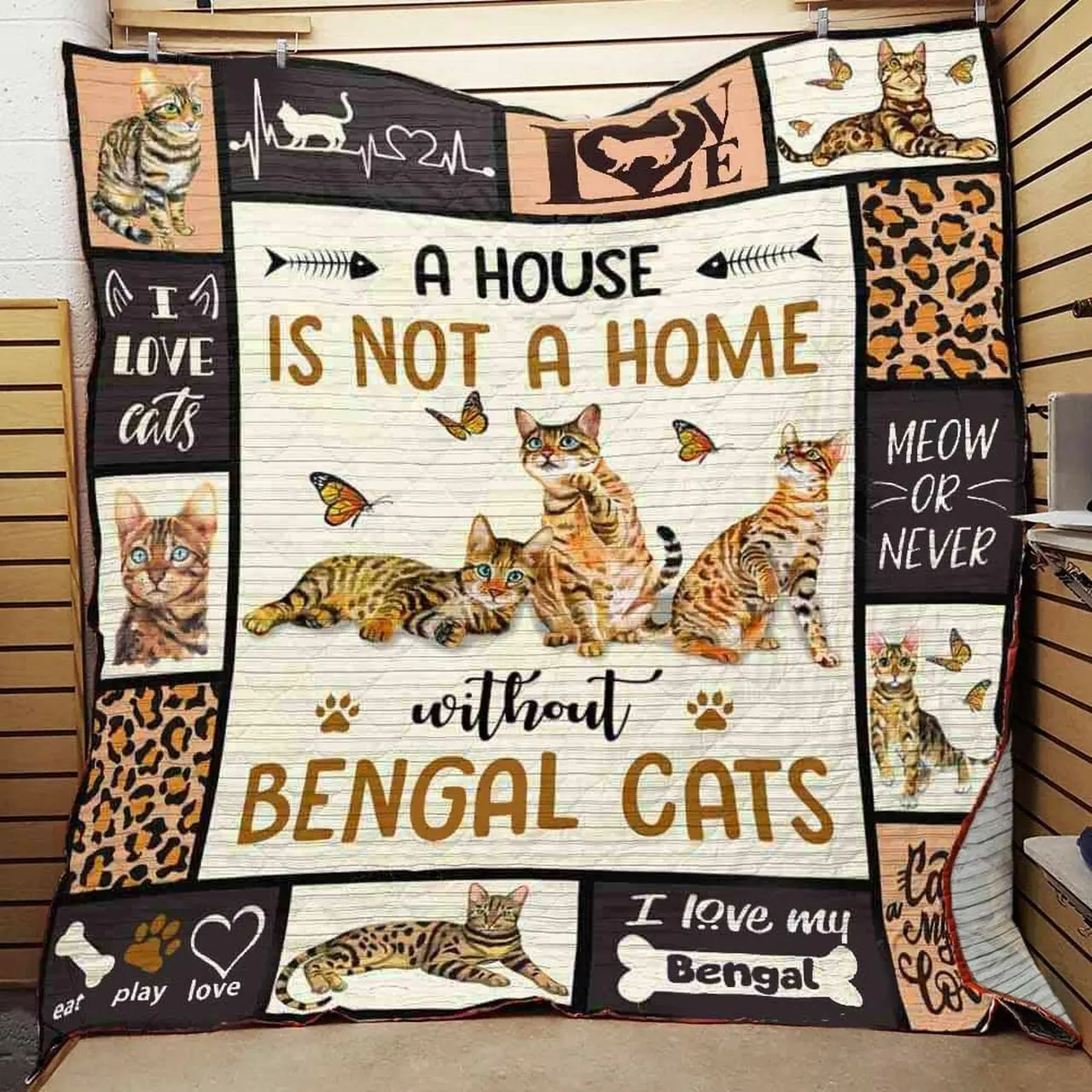Bengal Cat A House Is Not A Home Quilt Blanket Great Customized Gifts For Birthday Christmas Thanksgiving and Home Decor