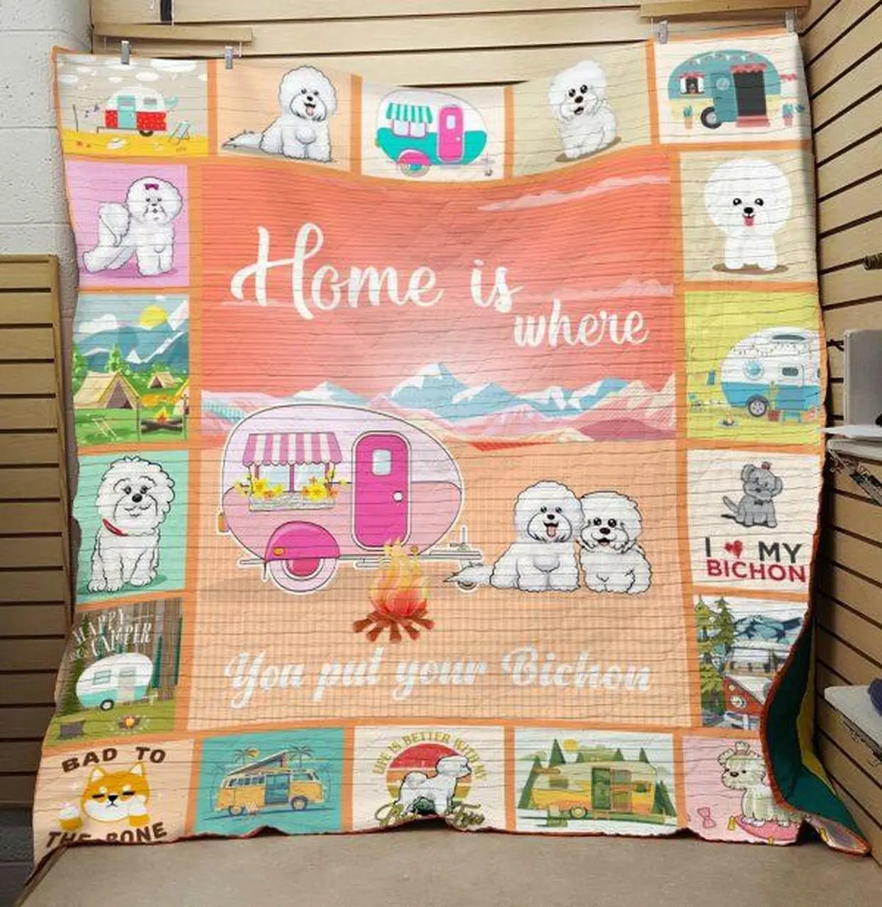 Bichon Frise Dog Quilt V6 and Home Decor
