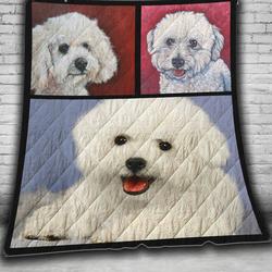 Bichon Frise Dogs Quilt Blanket A172 and Home Decor