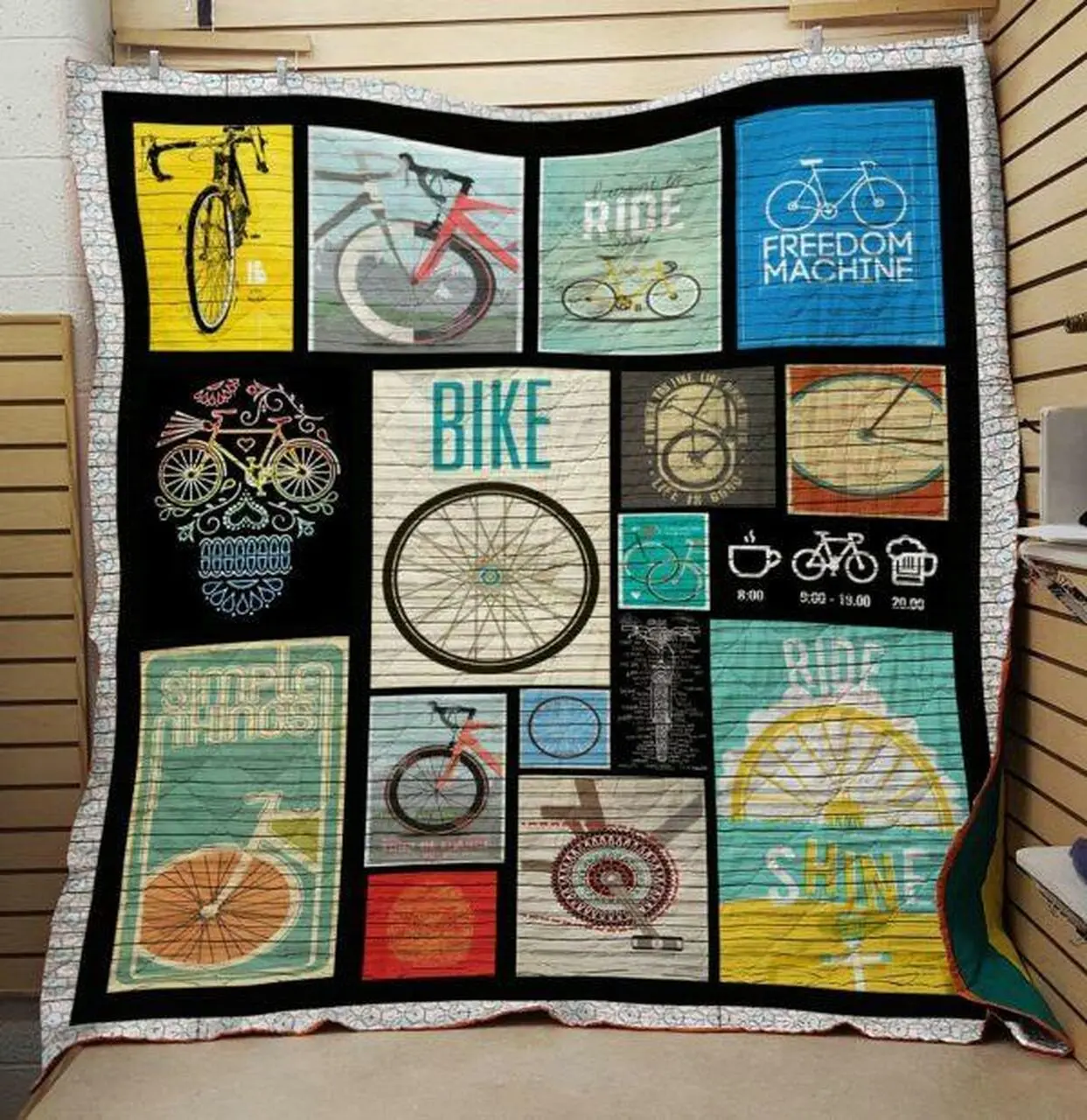 Bike Skull Quilt Blanket Quilt and Home Decor