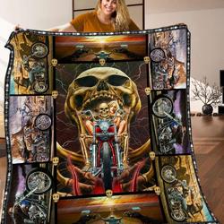 Biker Skull Quilt Blanket C9B270308MI and Home Decor