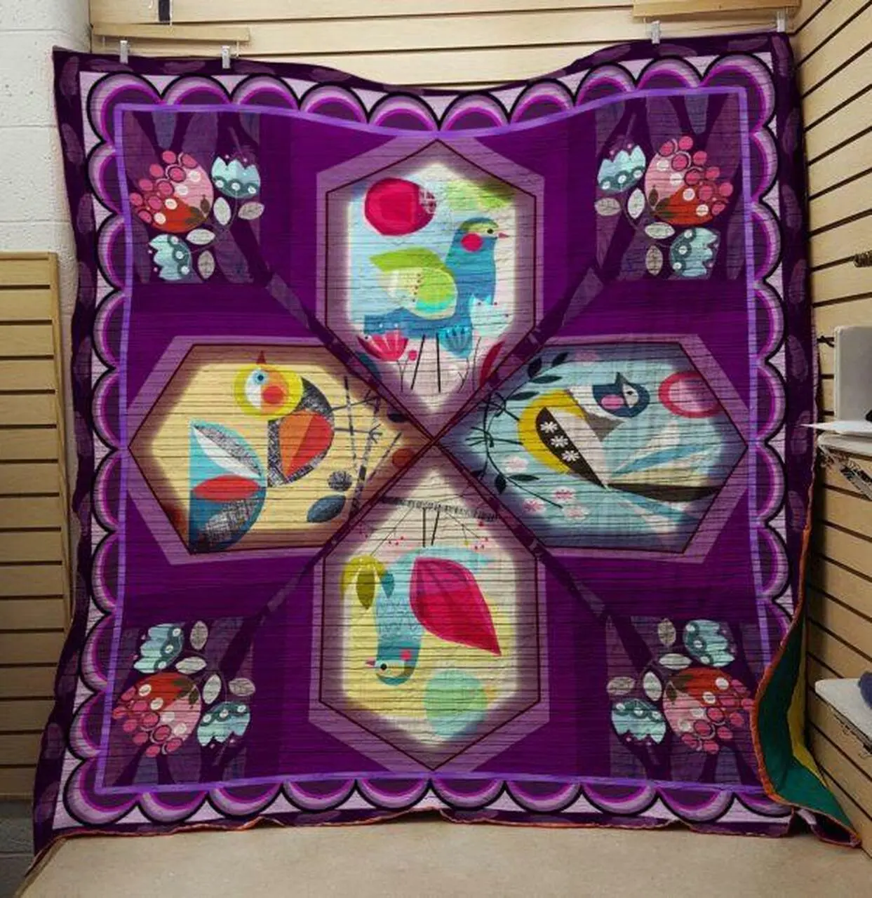 Bird And Flower Quilt V1 and Home Decor