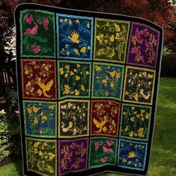 Birds With Floral Motifs Quilt Blanket  Quilt and Home Decor