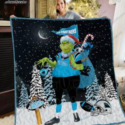 Bl-Clp Grinch Santa Quilt Blanket and Home Decor
