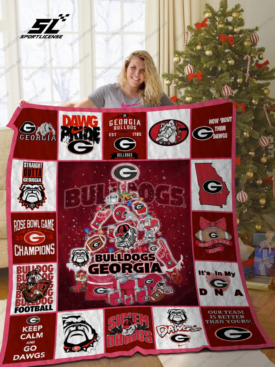 Bl - Gb Christmas Tree Quilt Blanket and Home Decor