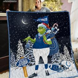 Bl Ic Grinch Santa Quilt Blanket and Home Decor
