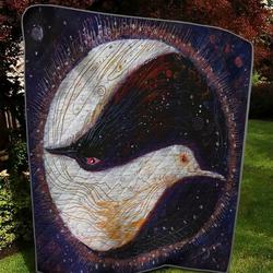 Black And White Raven Quilt Oonsh Haiba and Home Decor
