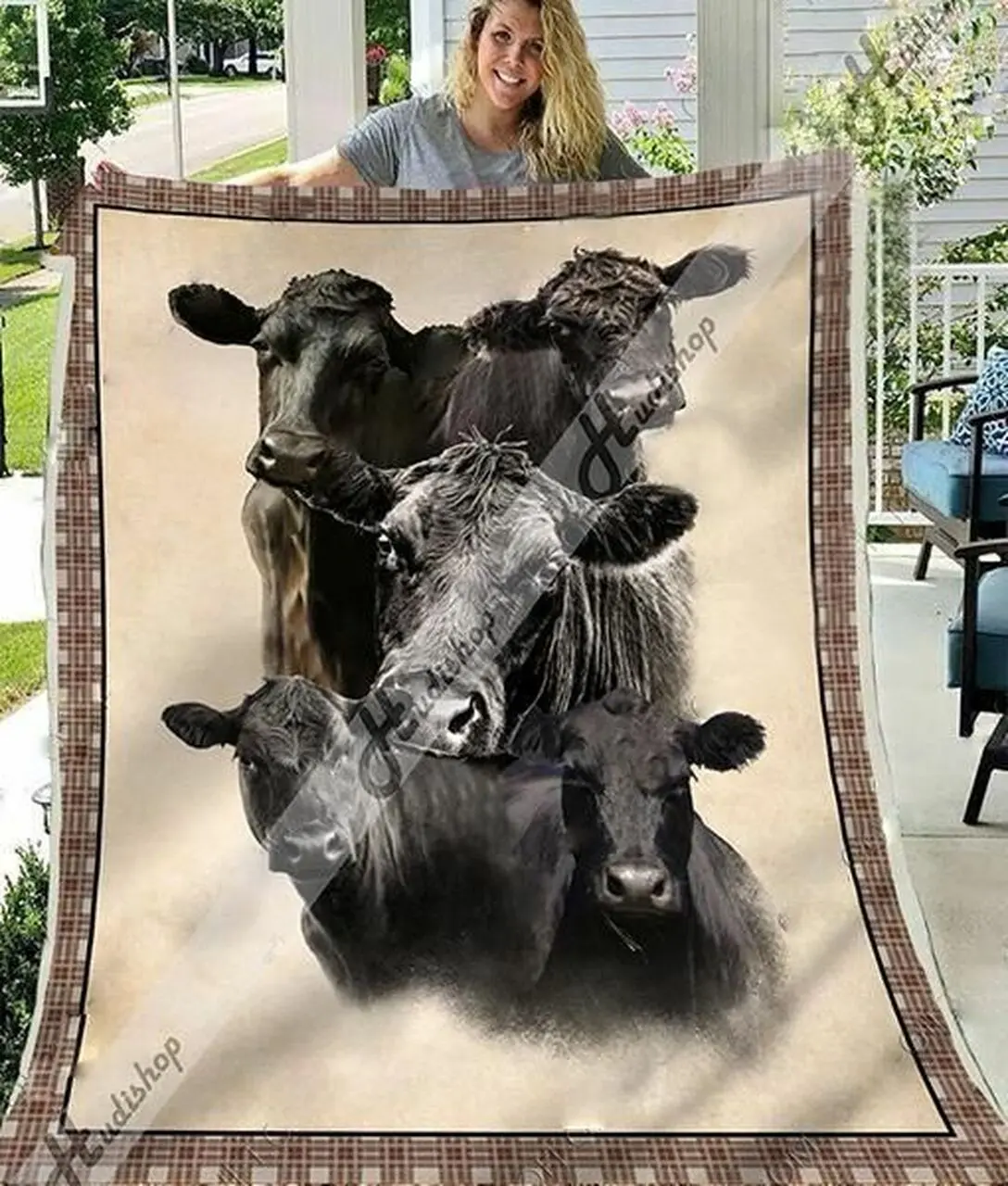 Black Angus Cows O Quilt Oe and Home Decor