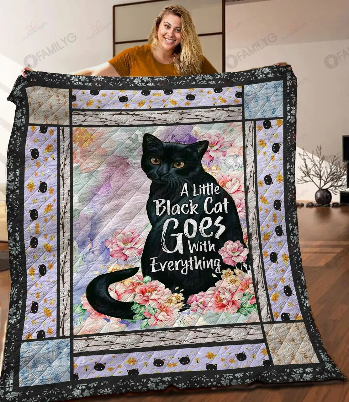 Black Cat AM2209253CL Quilt Blanket and Home Decor