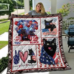 Black Cat And Flag American ZV1 NTTH011298 3D Customized Quilt and Home Decor