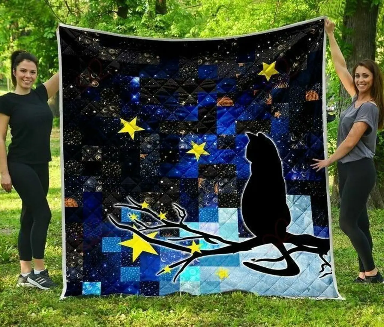Black Cat At Night KL2409087CL Quilt Blanket and Home Decor