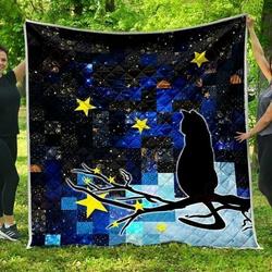 Black Cat At Night KL2409087CL Quilt Blanket and Home Decor