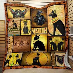 Black Cat Egypt Quilt Blanket ABC07112616 and Home Decor
