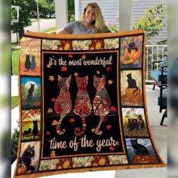 Black Cat Fall Quilt Blanket ABC07112728 and Home Decor
