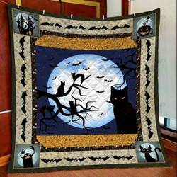 Black Cat Halloween Night KL2409090CL Quilt Blanket and Home Decor