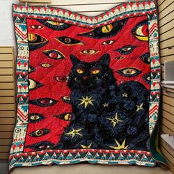 Black Cat Illustration JM7 NNQ131098 3D Customized Quilt and Home Decor