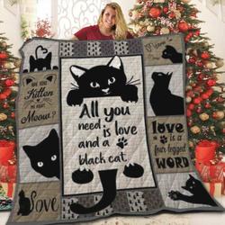 Black Cat Kur Bor Quilt Blanket ABC06011255 and Home Decor