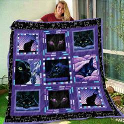 Black Cat Purple SH3 NTTH011298 3D Customized Quilt and Home Decor