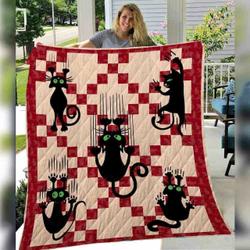 Black Cat Quilt Blanket ABC07112725 and Home Decor