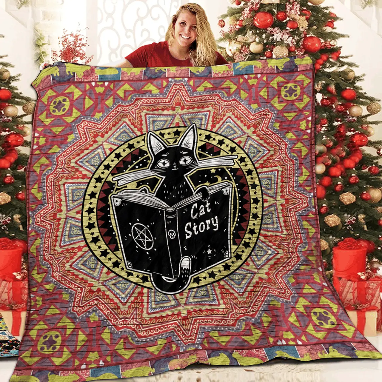 Black Cat V2 Lovely 3D Customized Quilt and Home Decor