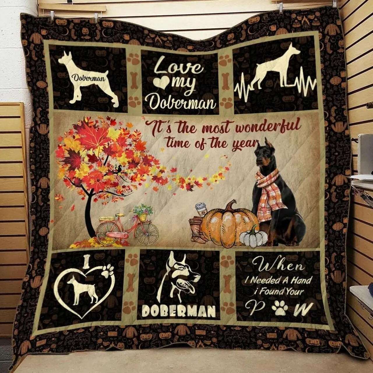 Black Doberman Quilt Ooivu Haiba and Home Decor