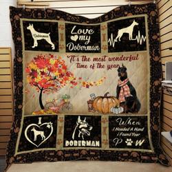 Black Doberman Quilt Ooivu Haiba and Home Decor