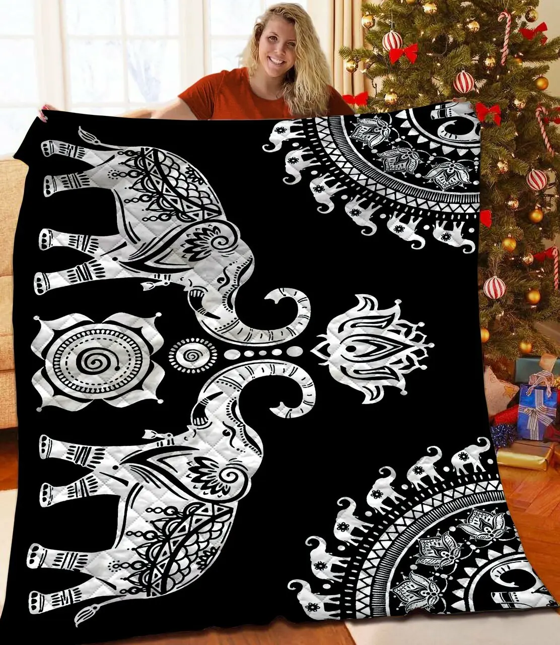 Black Elephant Jfj Quilt Ja and Home Decor