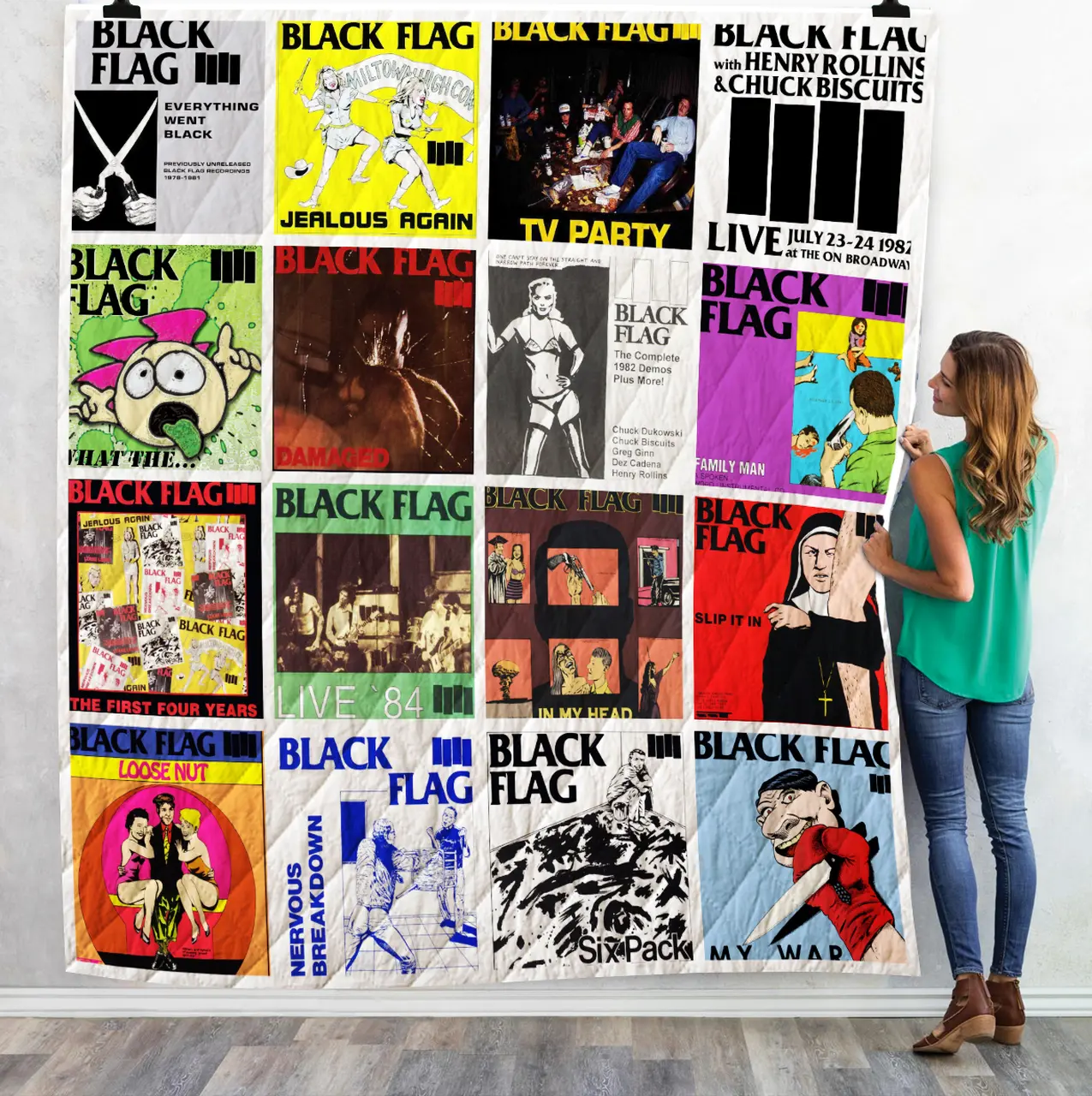 Black Flag Quilt Blanket 0286 and Home Decor