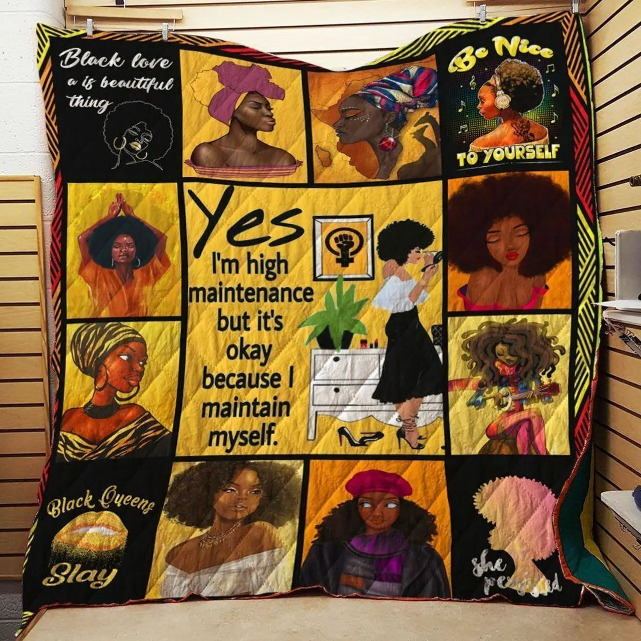 Black Girl Be Nice To Yourself DHCDHC DT1810 Quilt Blanket and Home Decor