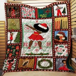 Black Girl Dabbing Merry Christmas DHCDHC DT1810 Quilt Blanket and Home Decor