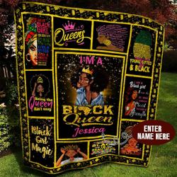 Black Girl Wp Personalized Name Quilt qv and Home Decor