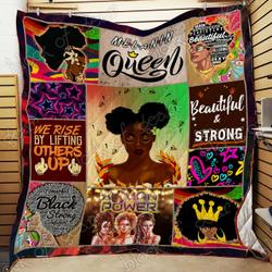 Black Melanin Queens Strong And Beautiful Quilt Blanket Great Customized Blanket Gifts For Birthday Christmas Thanksgiving    and Home Decor