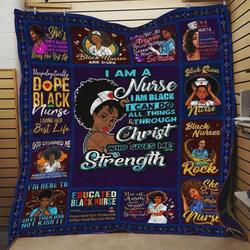 Black Nurse I Am A Nurse I Am Black Quilt Blanket Great Customized Blanket Gifts For Birthday Christmas Thanksgiving Anniversary and Home Decor