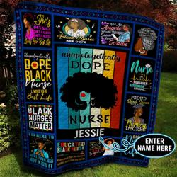 Black Nurse Personalized Quilt Blanket Bbb120603Nb and Home Decor