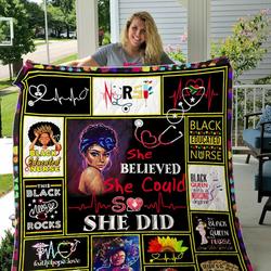 Black Nurse Proud Quilt Blanket and Home Decor