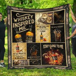 Black Velvet Whiskey Inspired Me Funny Gift Quilt and Home Decor